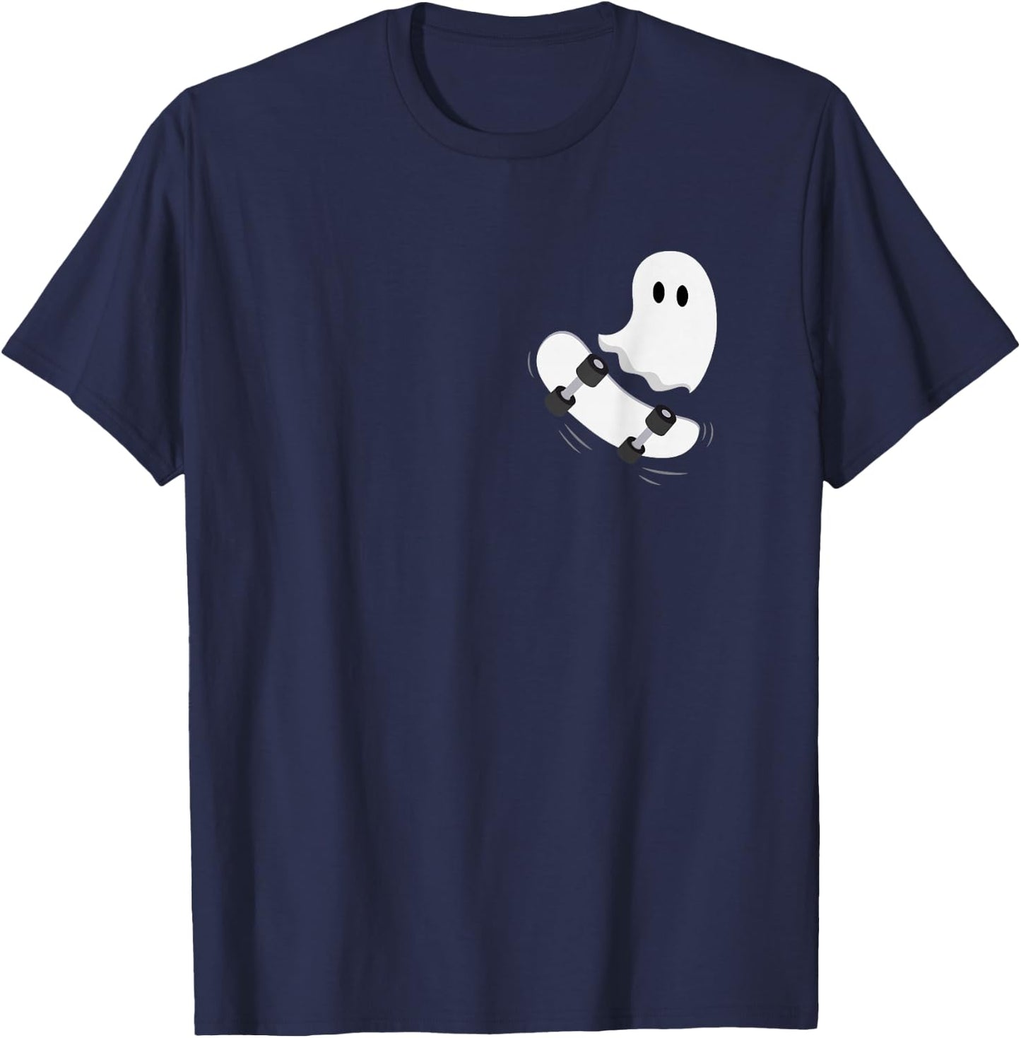 Ghost Skateboard Lazy Halloween Costume Funny Skateboarding T-Shirt - T-Shirt | Navy