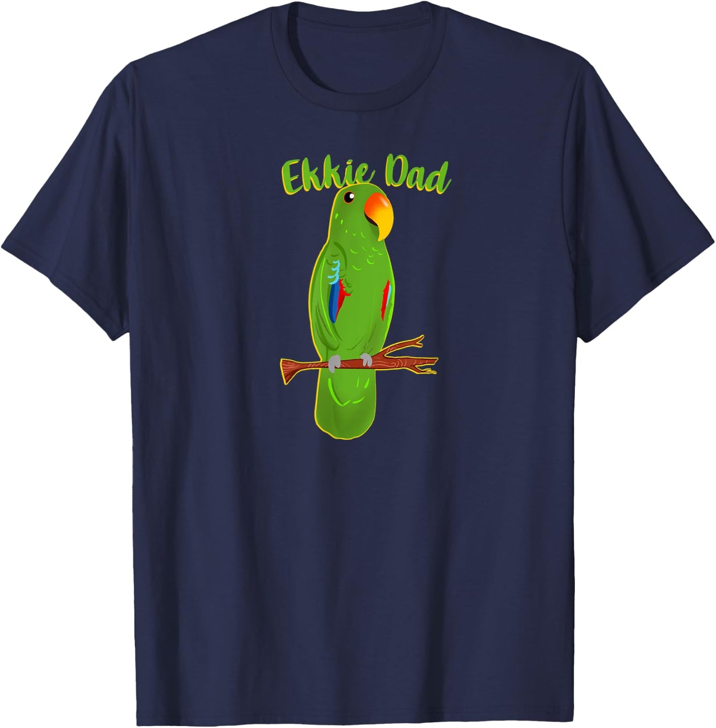 Ekkie Dad Eclectus Parrot Adorable Bird Cute Drawing T-Shirt - T-Shirt | Navy