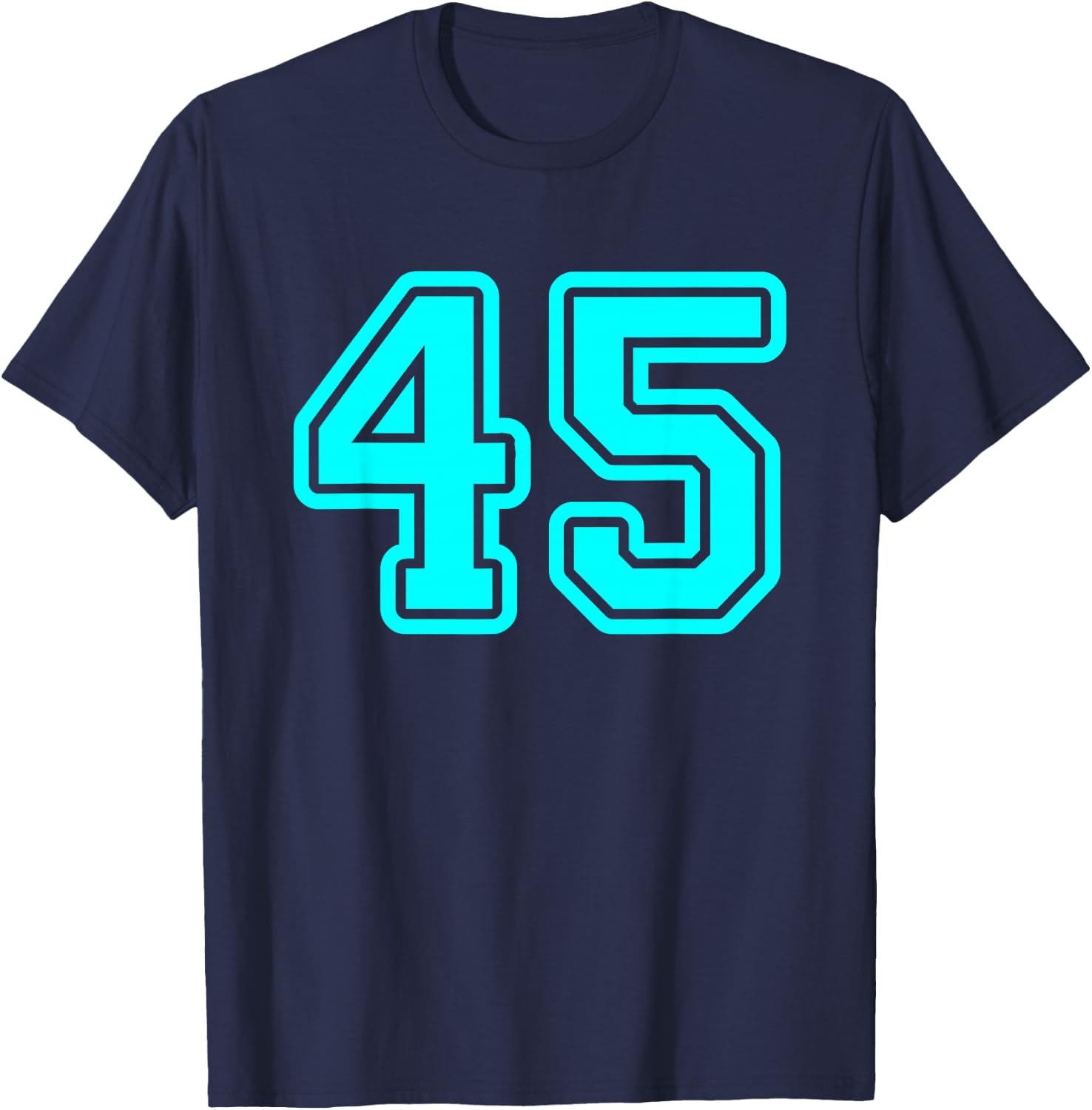 Number #45 Cyan Sport Varsity Number 45 T-Shirt - T-Shirt | Navy