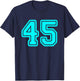 Number #45 Cyan Sport Varsity Number 45 T-Shirt - T-Shirt | Navy
