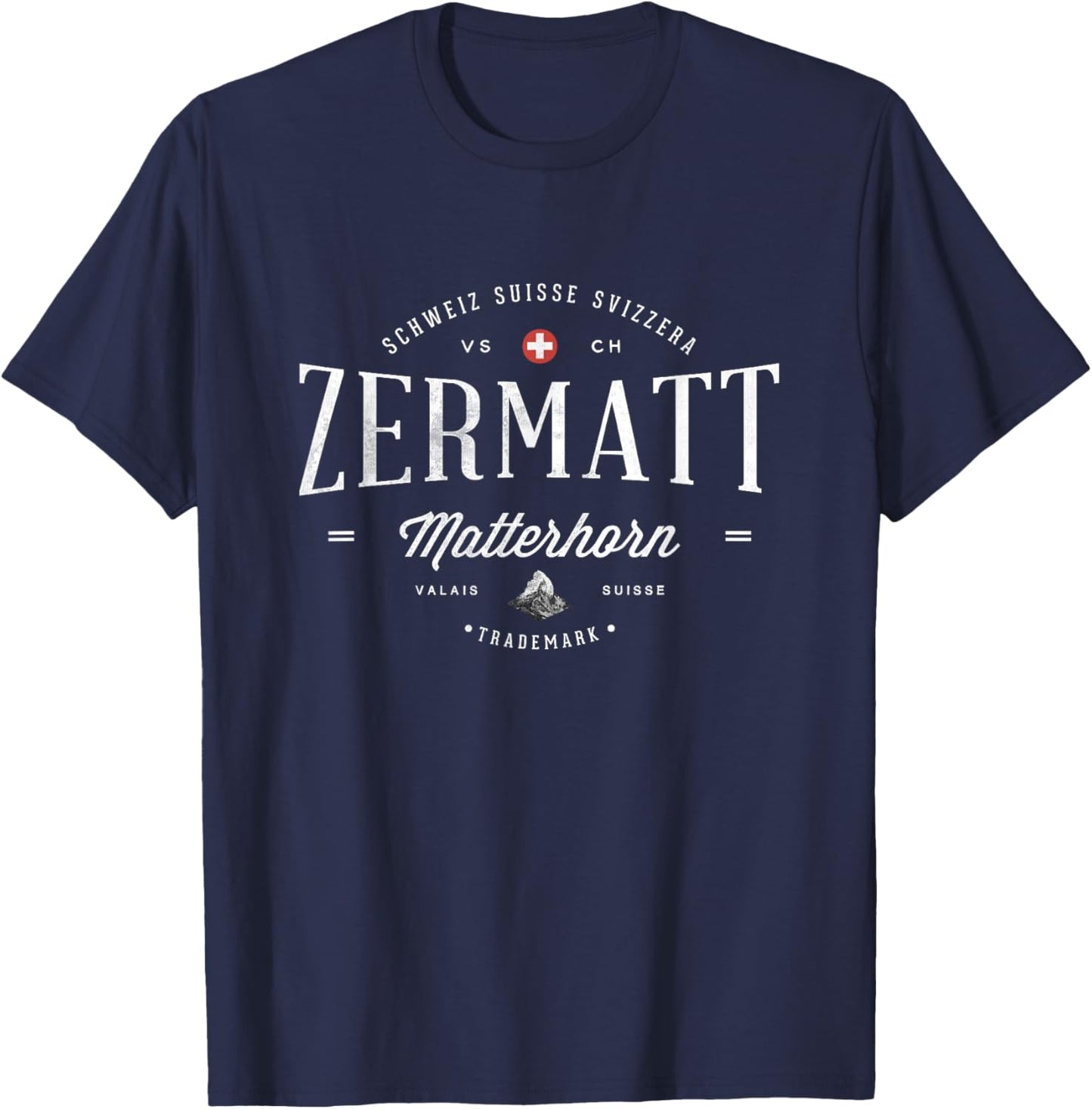 Matterhorn Zermatt Switzerland Hiker Mountaineering Holiday T-Shirt - T-Shirt | Navy