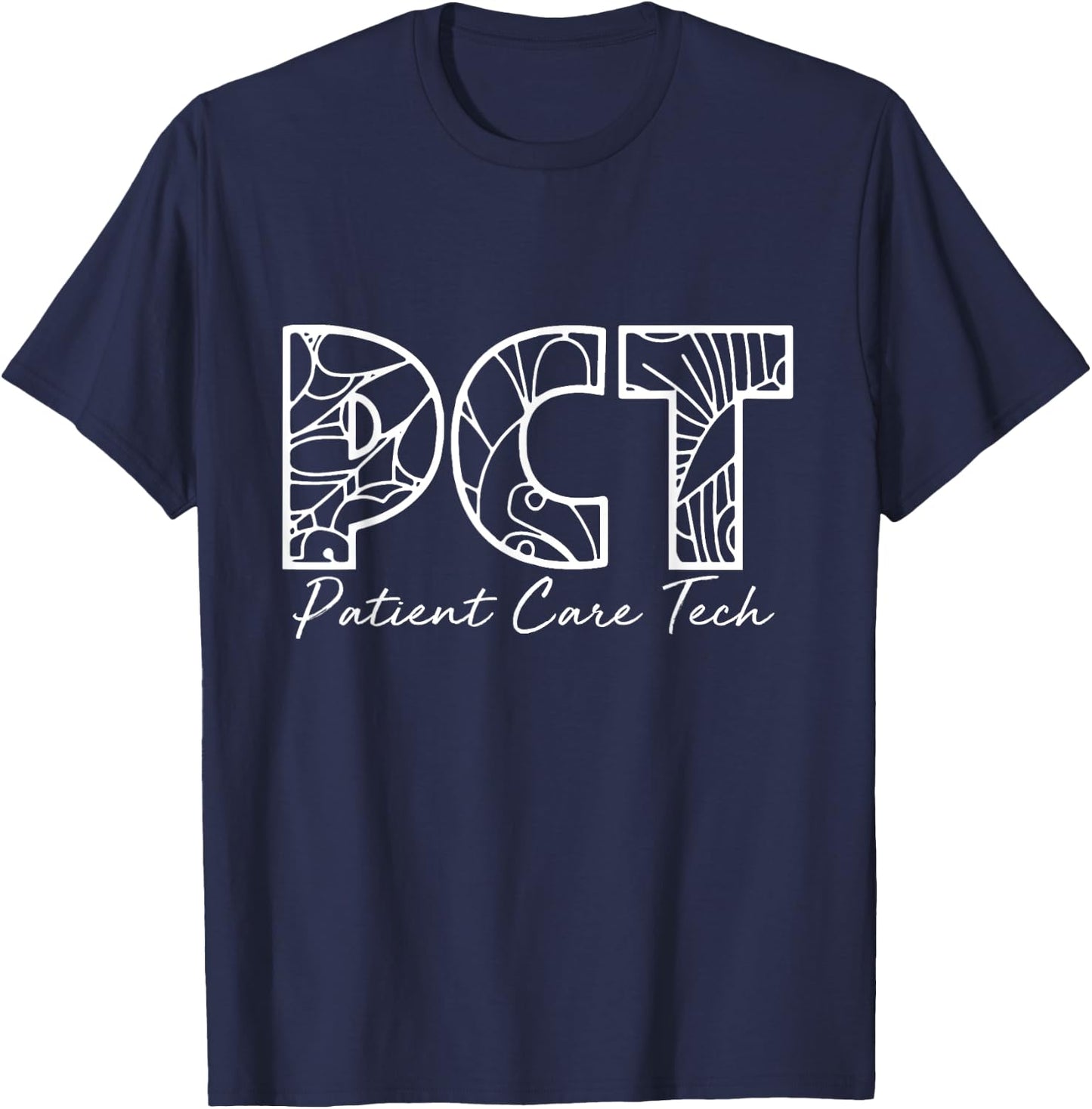 PCT Patient Care Tech Floral Style For Nurse Nurse Week T-Shirt - T-Shirt | Navy
