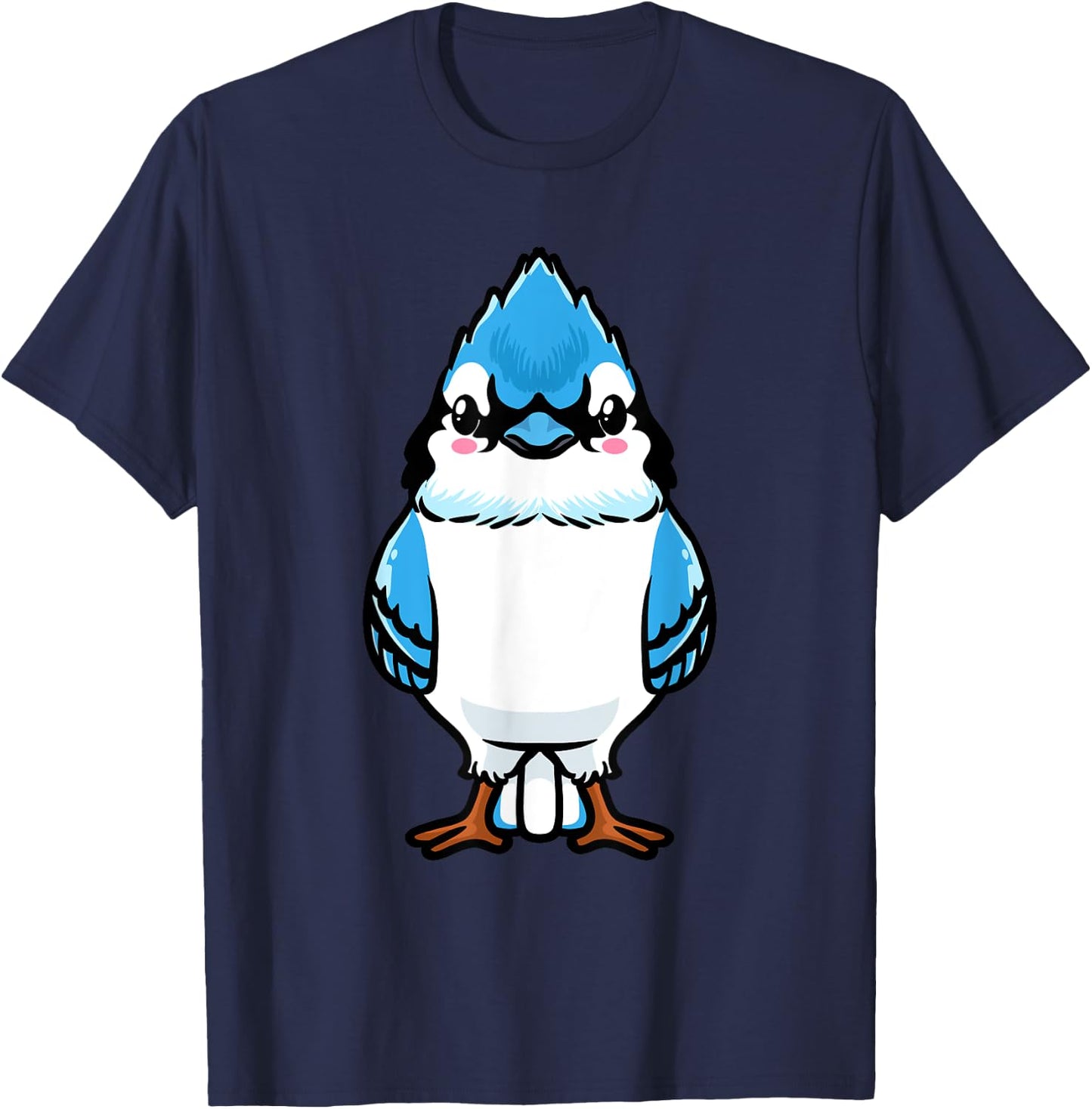 Luvevebluejaytha Blue Jay Bird Cyanocitta Cristata Design , Black, Small, Short Sleeve, Classic Fit, Cotton Blend, Bird Print Design, Blended Fabric T-Shirt - T-Shirt | Navy