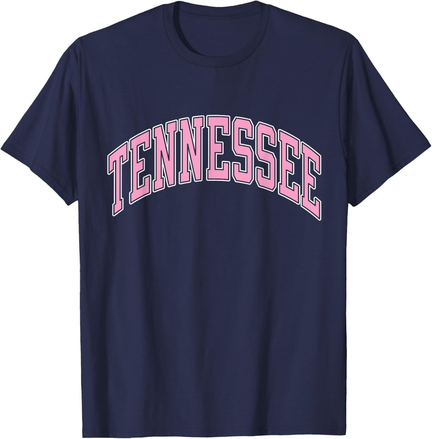 Tennessee Varsity Style Pink Text T-Shirt - T-Shirt | Navy