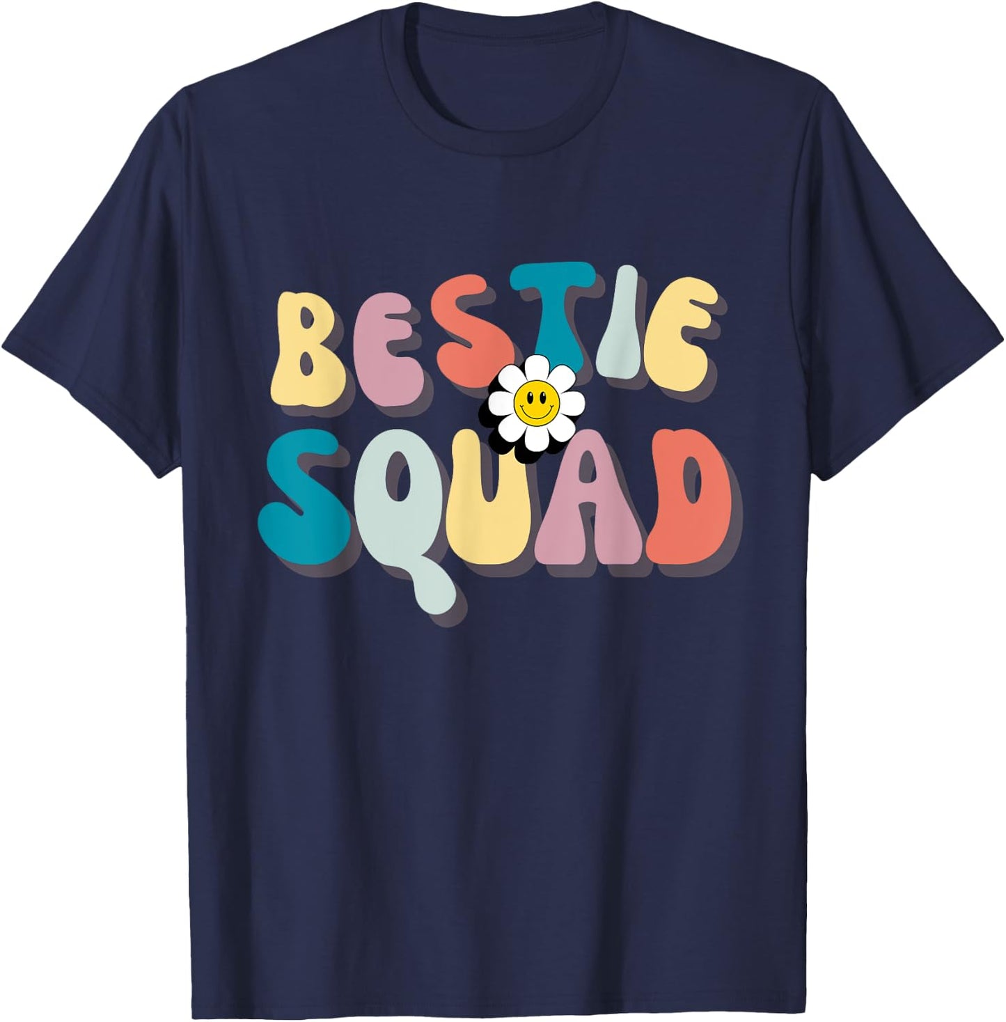 Groovy Bestie Squad Trip Friend Matching Besties Friendship T-Shirt - T-Shirt | Navy