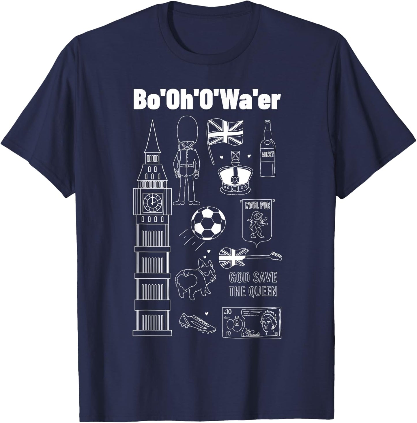 Funny Brit Gifts & British Accent Bottle Of Water T-Shirt - T-Shirt | Navy