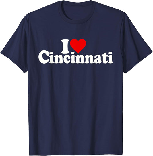 I Love Heart Cincinnati Ohio Cincy T-Shirt - T-Shirt | Navy