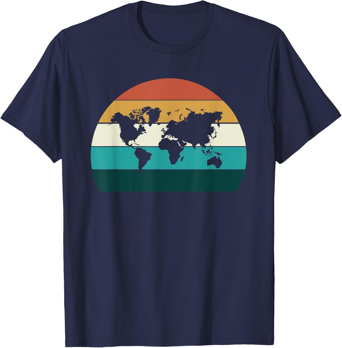 Vintage World Map Retro Cartography Distressed Women Men T-Shirt - T-Shirt | Navy