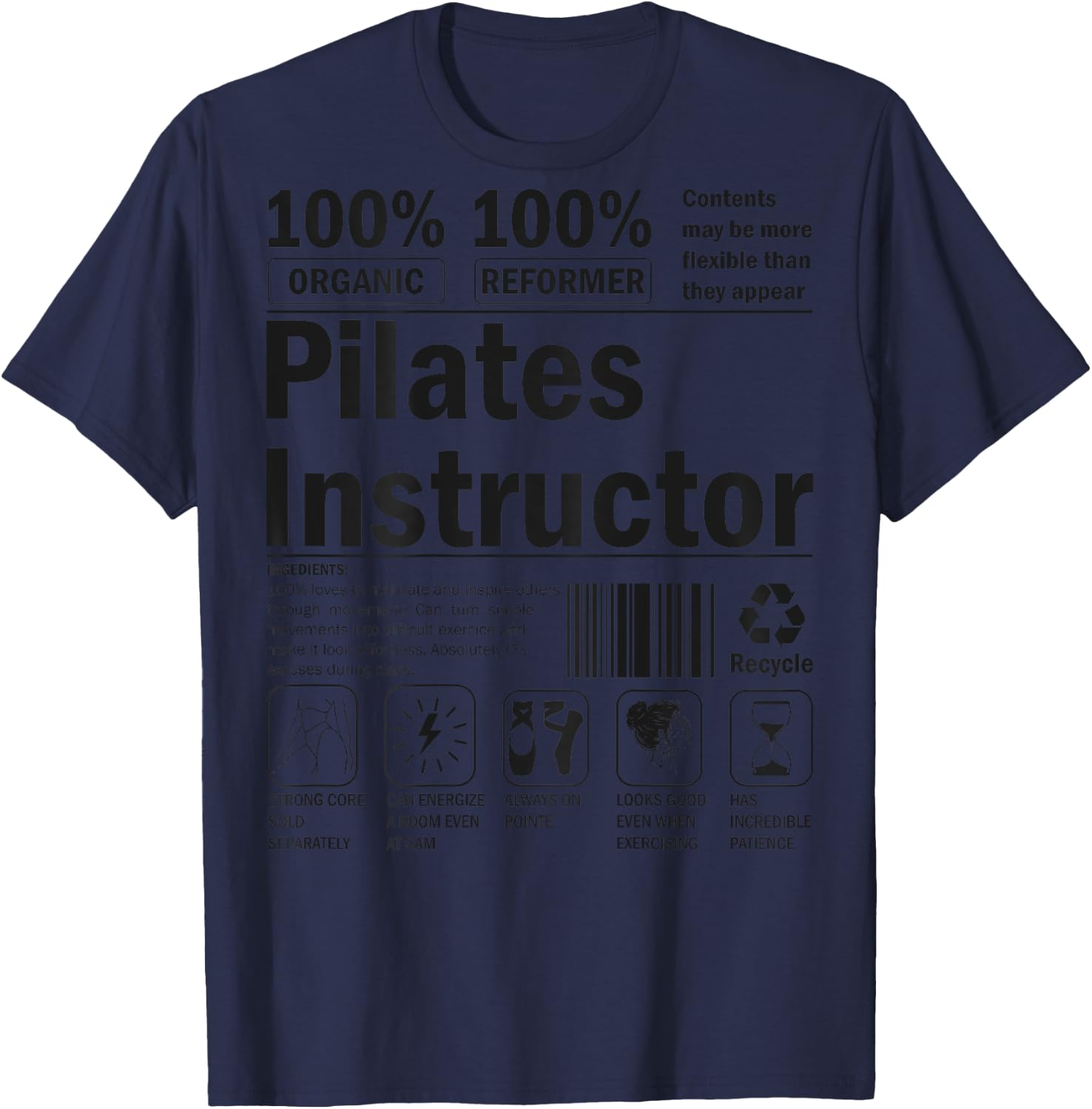 Funny Contrology Instructor Pilates Lover Workout T-Shirt - T-Shirt | Navy