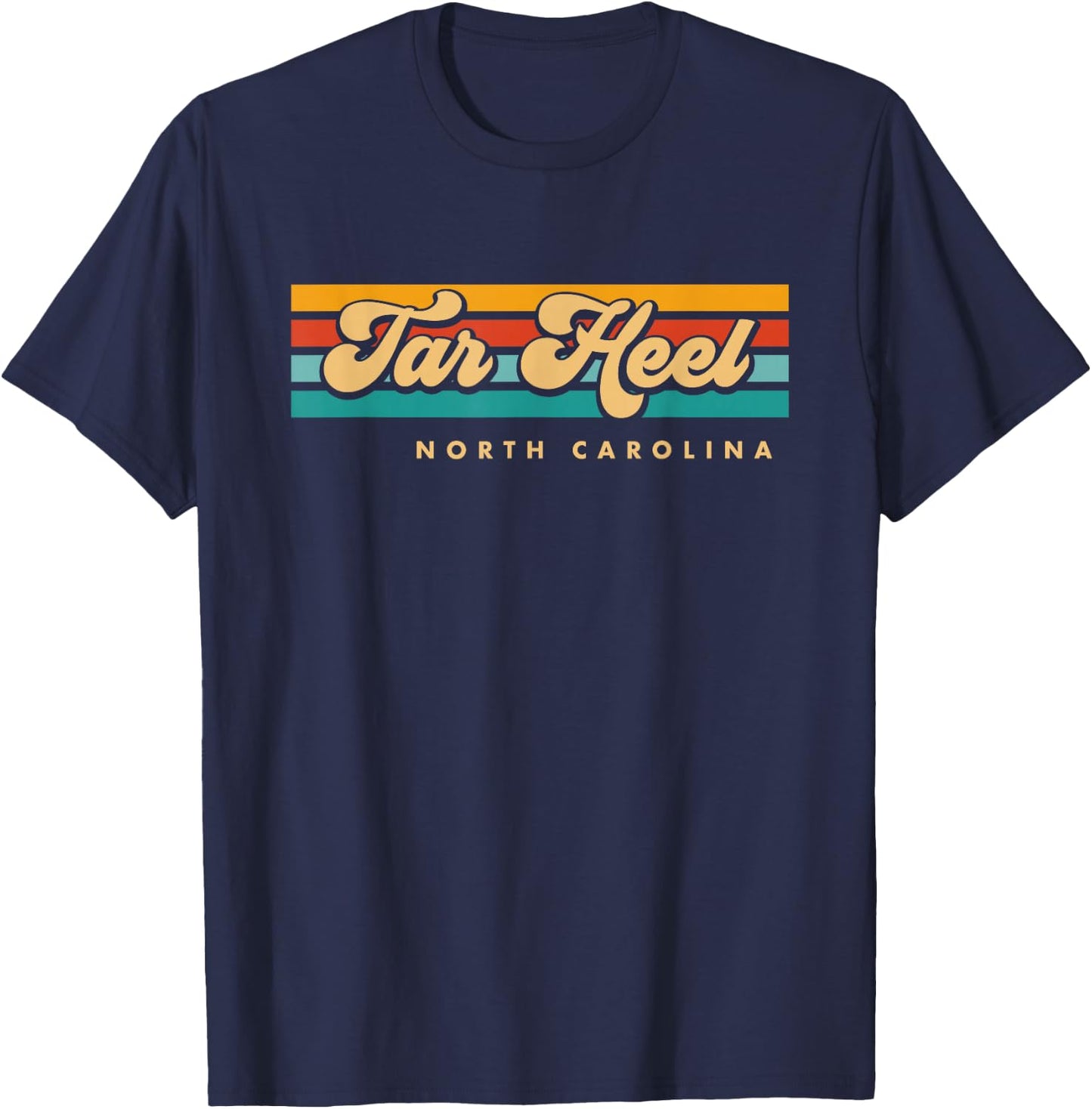Vintage Sunset Stripes Tar Heel, North Carolina T-Shirt - T-Shirt | Navy