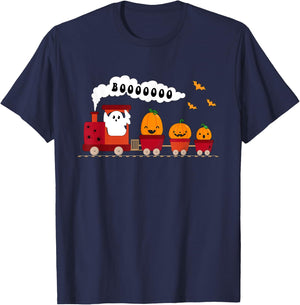Halloween Train Boo Funny Ghost Pumpkin Toddler Kids Boys T-Shirt - T-Shirt | Navy