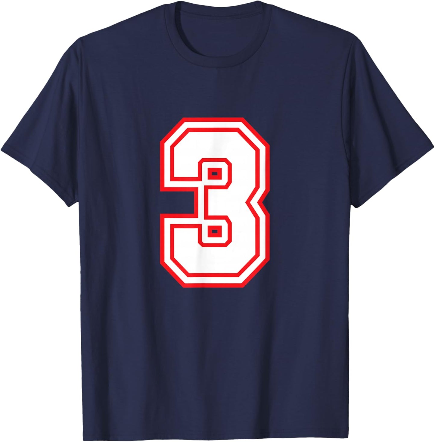 Number #3 Red Varsity Favorite Number T-Shirt - T-Shirt | Navy