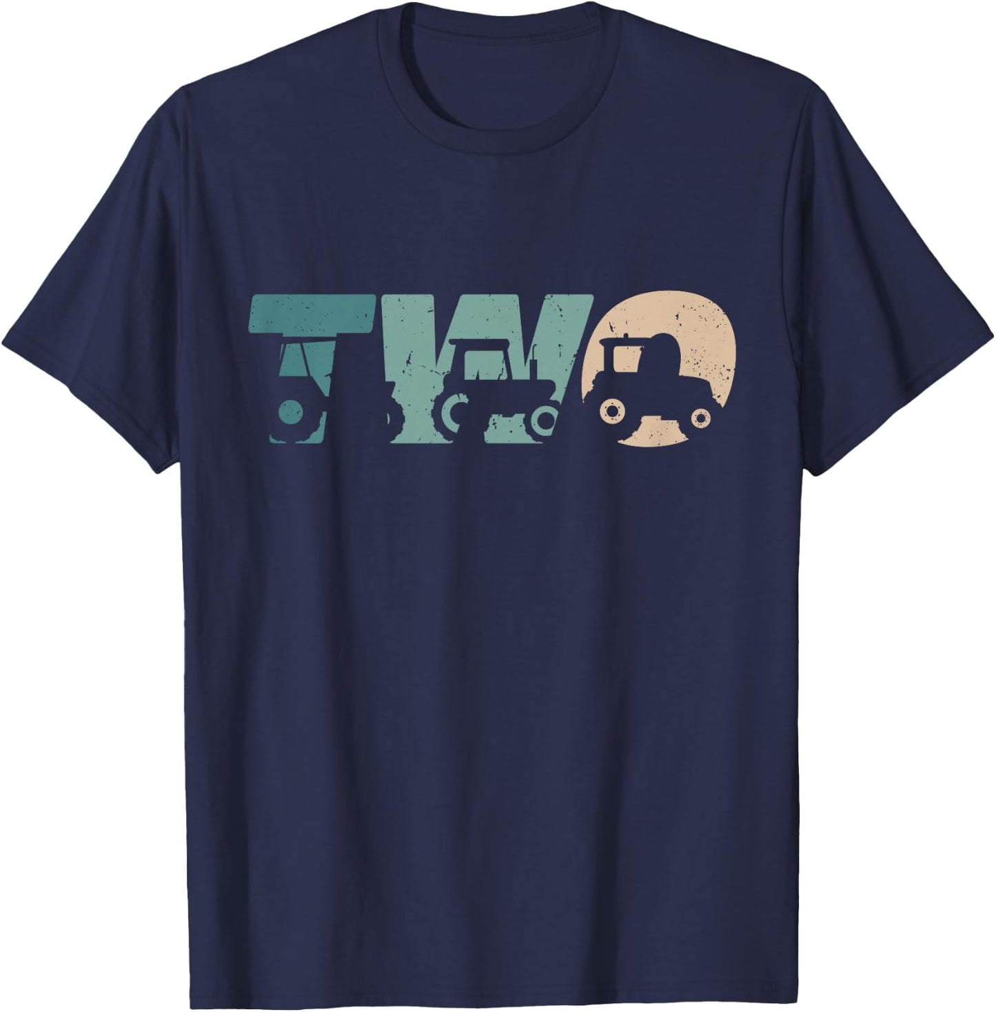 2 Year Old Shirt 2nd Birthday Tractor Farmer Boys Girls Kid T-Shirt - T-Shirt | Navy