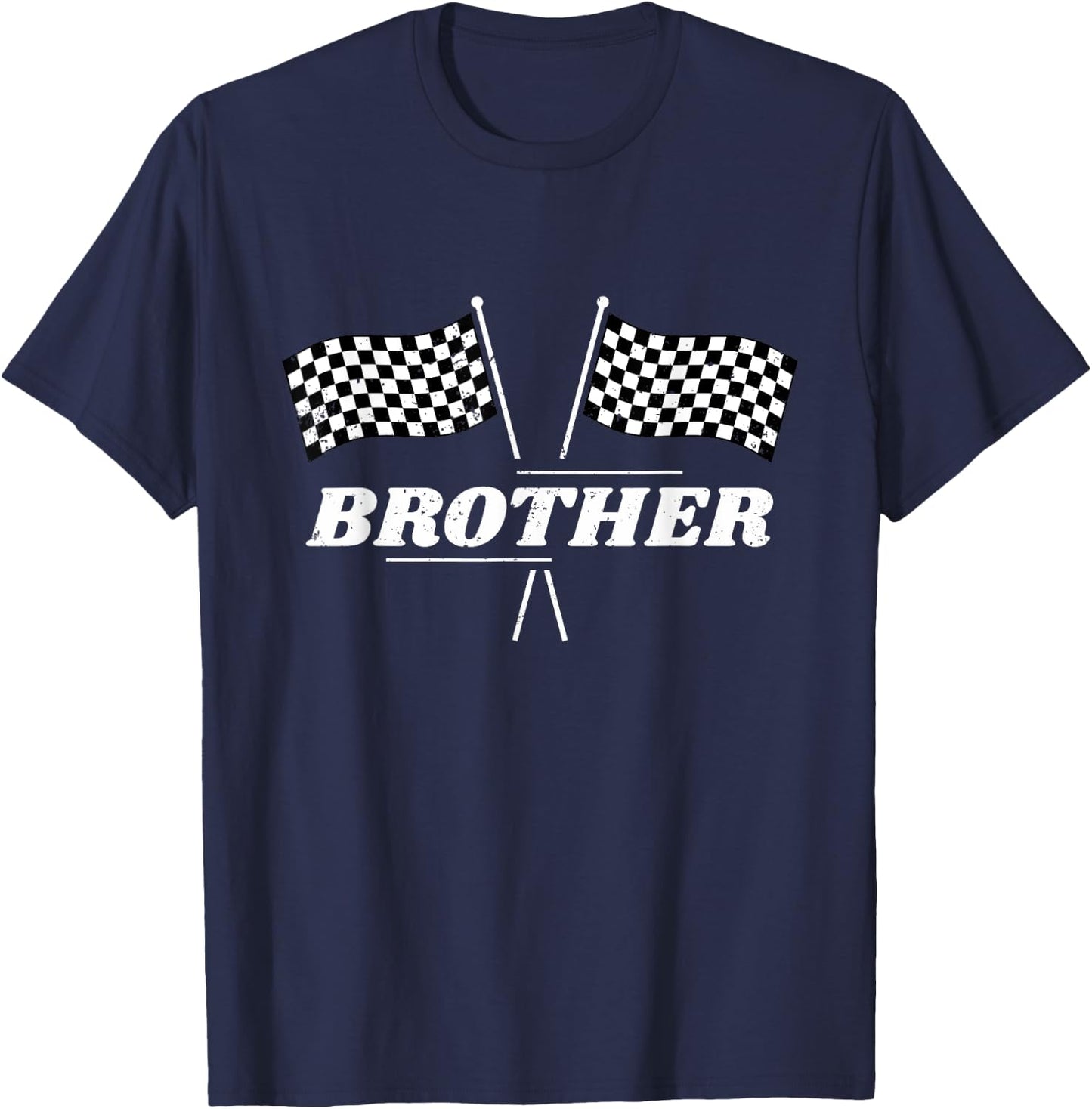Pit Crew Brother Racing Car Family Matching Birthday Party T-Shirt - T-Shirt | Navy