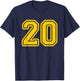 Jersey #20 Golden Yellow Sports Team Jersey Number 20 T-Shirt - T-Shirt | Navy