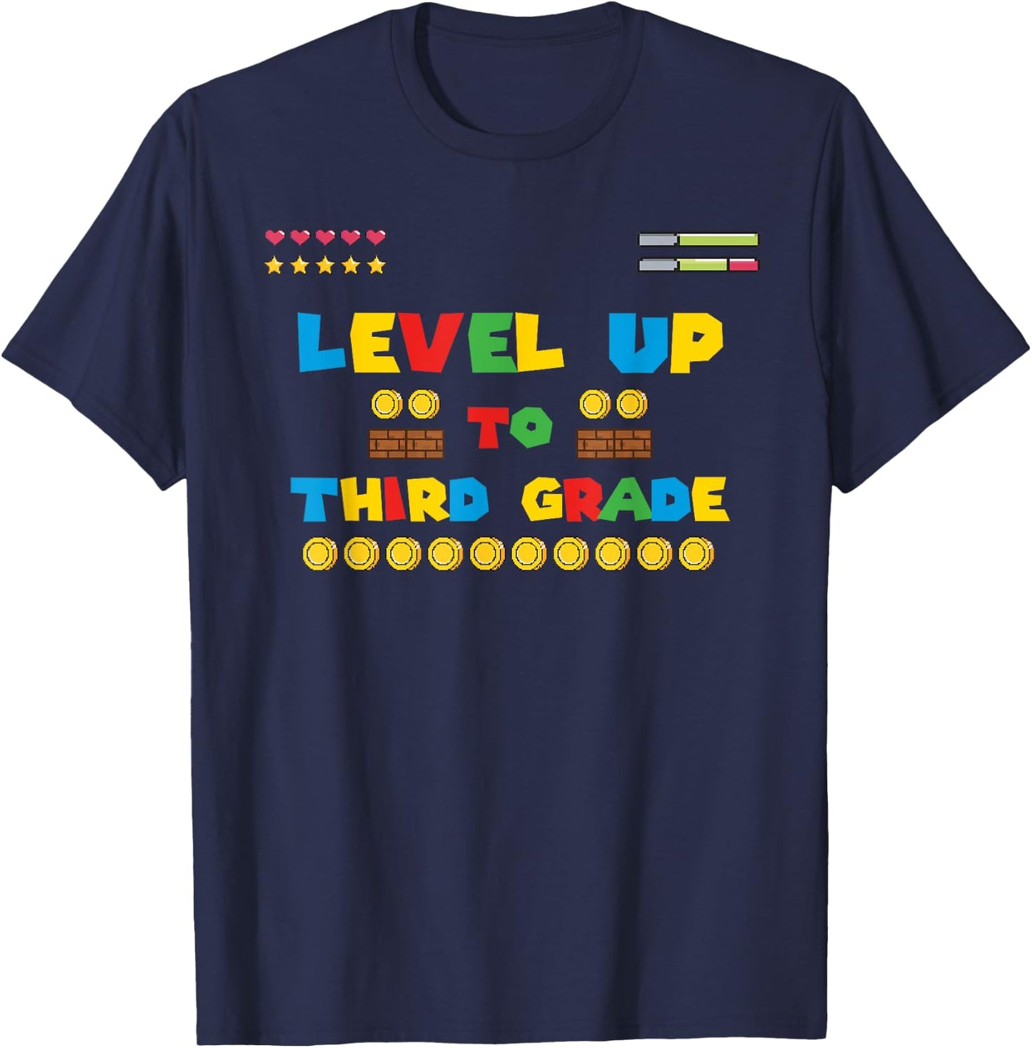 Level Up To Third Grade 3rd Kiddo Game Gaming Back to School T-Shirt - T-Shirt | Navy