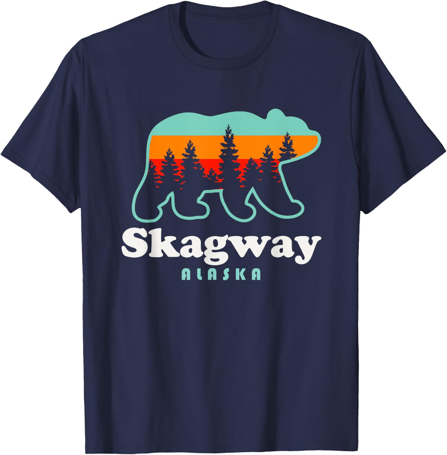 Skagway Alaska Travel Retro Bear Mountains T-Shirt - T-Shirt | Navy