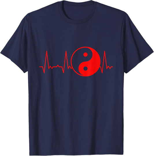 Heartbeat Yin Yang T-Shirt - T-Shirt | Navy