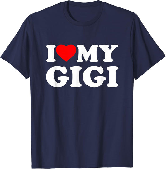 I Love My Gigi I Heart Family Grandma T-Shirt - T-Shirt | Navy
