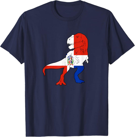Dominican Trex Dinosaur Boys Kids Republic Dominicana Flag T-Shirt - T-Shirt | Navy