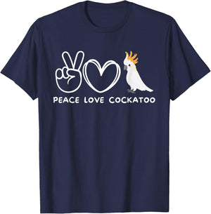 Peace, Love Cockatoo Retro Cockatoo Lover T-Shirt - T-Shirt | Navy