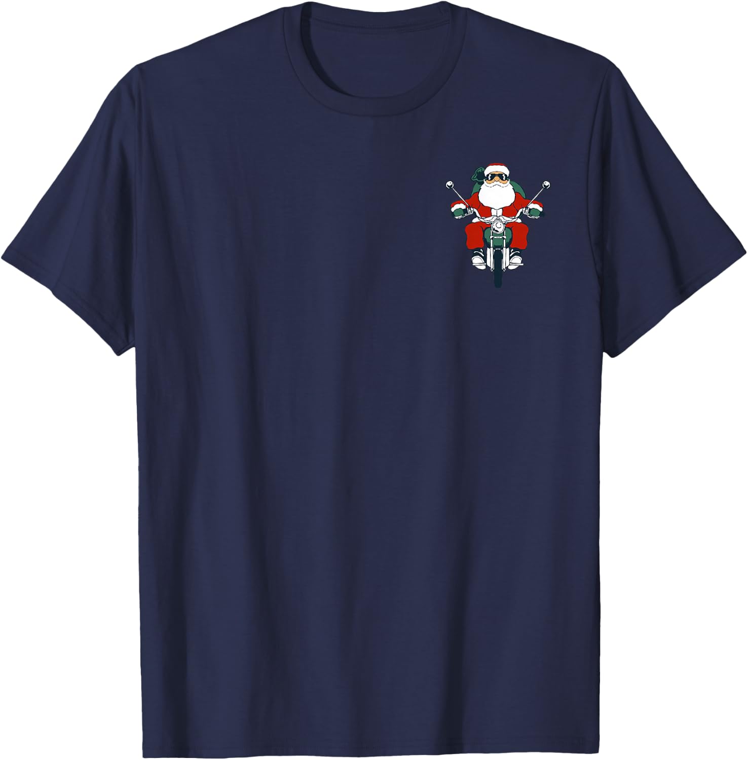 Santa On Motorcycle Funny Christmas Biker Kids Boys T-Shirt - T-Shirt | Navy