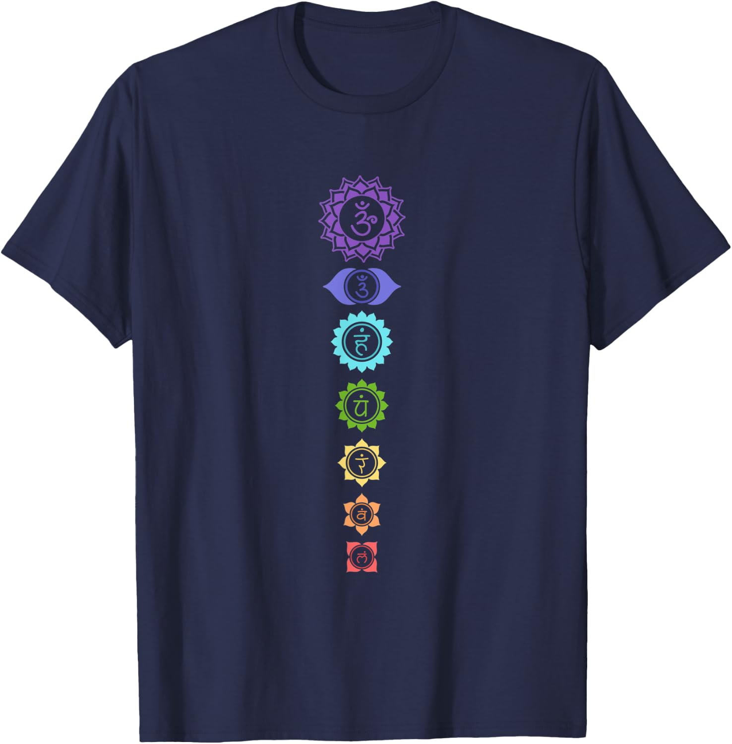 Seven Chakra Crystals Healing Colors Reiki Master T-Shirt - T-Shirt | Navy