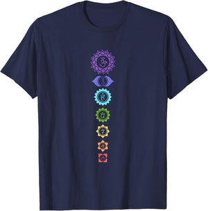 Seven Chakra Crystals Healing Colors Reiki Master T-Shirt - T-Shirt | Navy