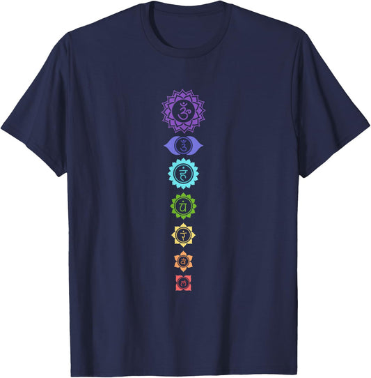 Seven Chakra Crystals Healing Colors Reiki Master T-Shirt - T-Shirt | Navy