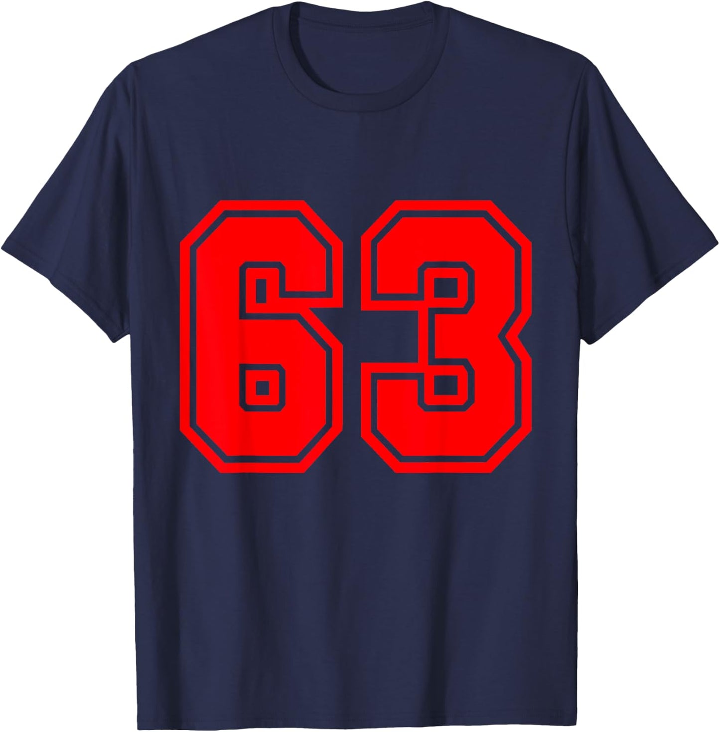 Number #63 Red Varsity Favorite Number T-Shirt - T-Shirt | Navy