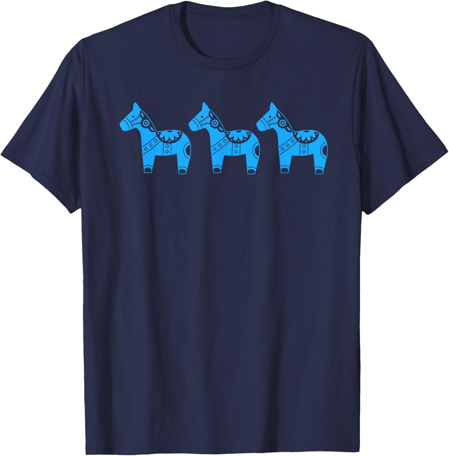 Novelty Swedish Dala Horse Scandinavian Ponies Blue Toy T-Shirt - T-Shirt | Navy