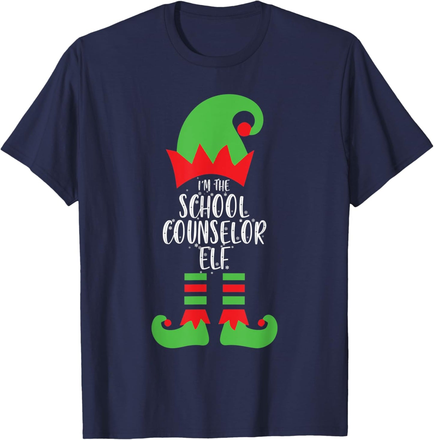 I'm The School Counselor Elf Christmas Social Worker Xmas T-Shirt - T-Shirt | Navy