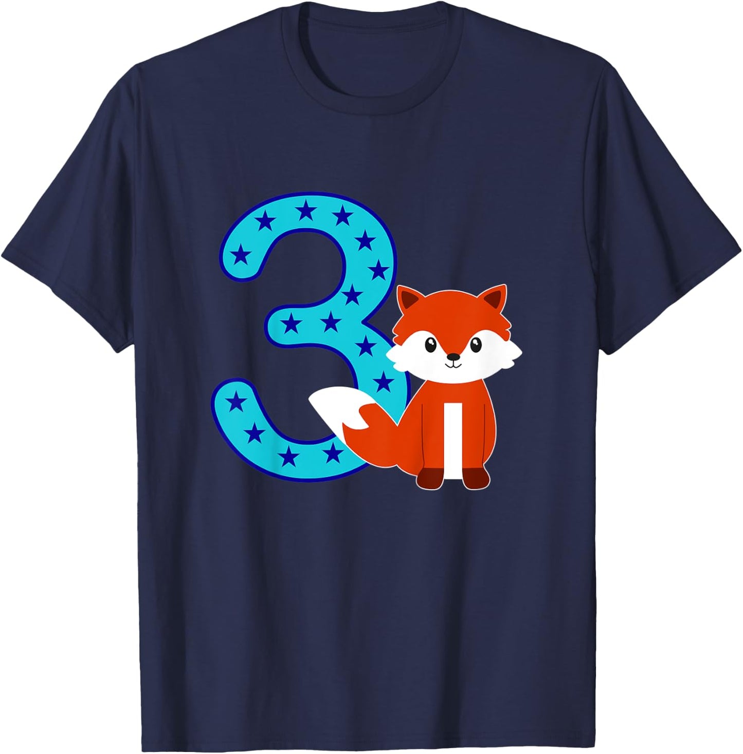 Kids 3rd Birthday Girl Boy Cute Fox I'm 3 Years Old T-Shirt - T-Shirt | Navy