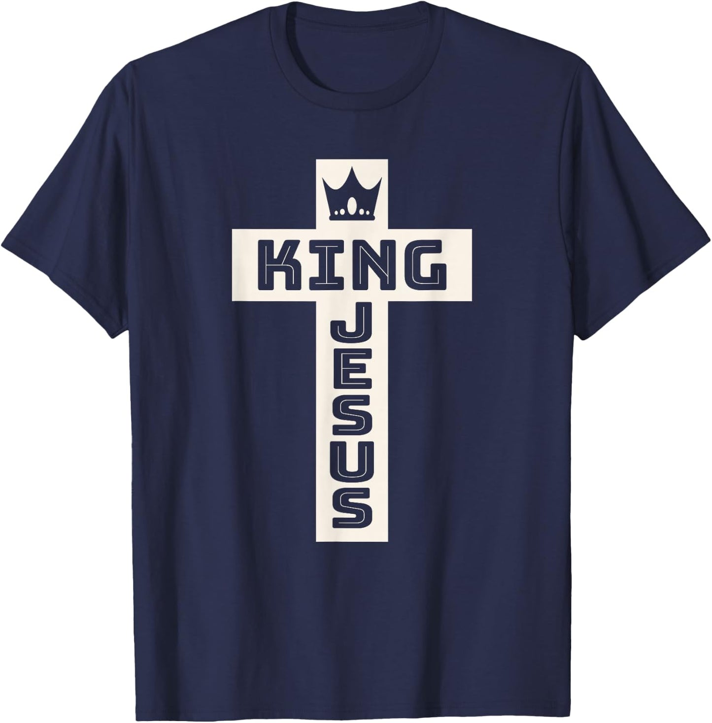 King Jesus Christian Cross T-Shirt - T-Shirt | Navy