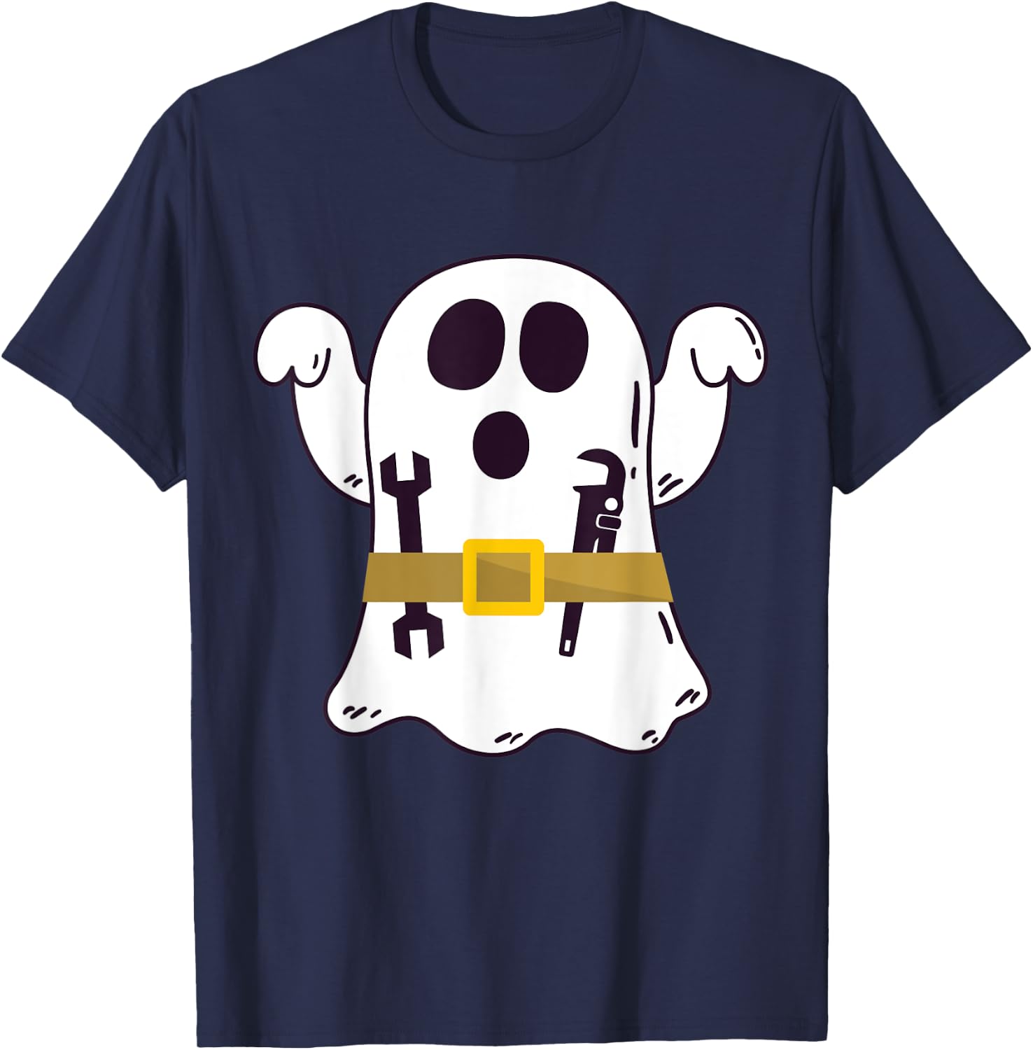 Funny Ghost Plumber Halloween Costume Repairman or Mechanic T-Shirt - T-Shirt | Navy