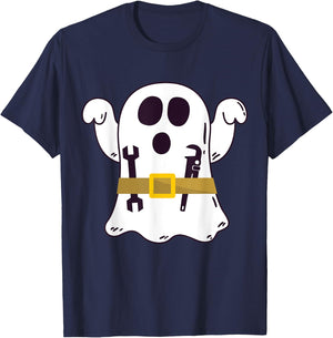 Funny Ghost Plumber Halloween Costume Repairman or Mechanic T-Shirt - T-Shirt | Navy
