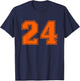Number #24 Orange Varsity Number T-Shirt - T-Shirt | Navy