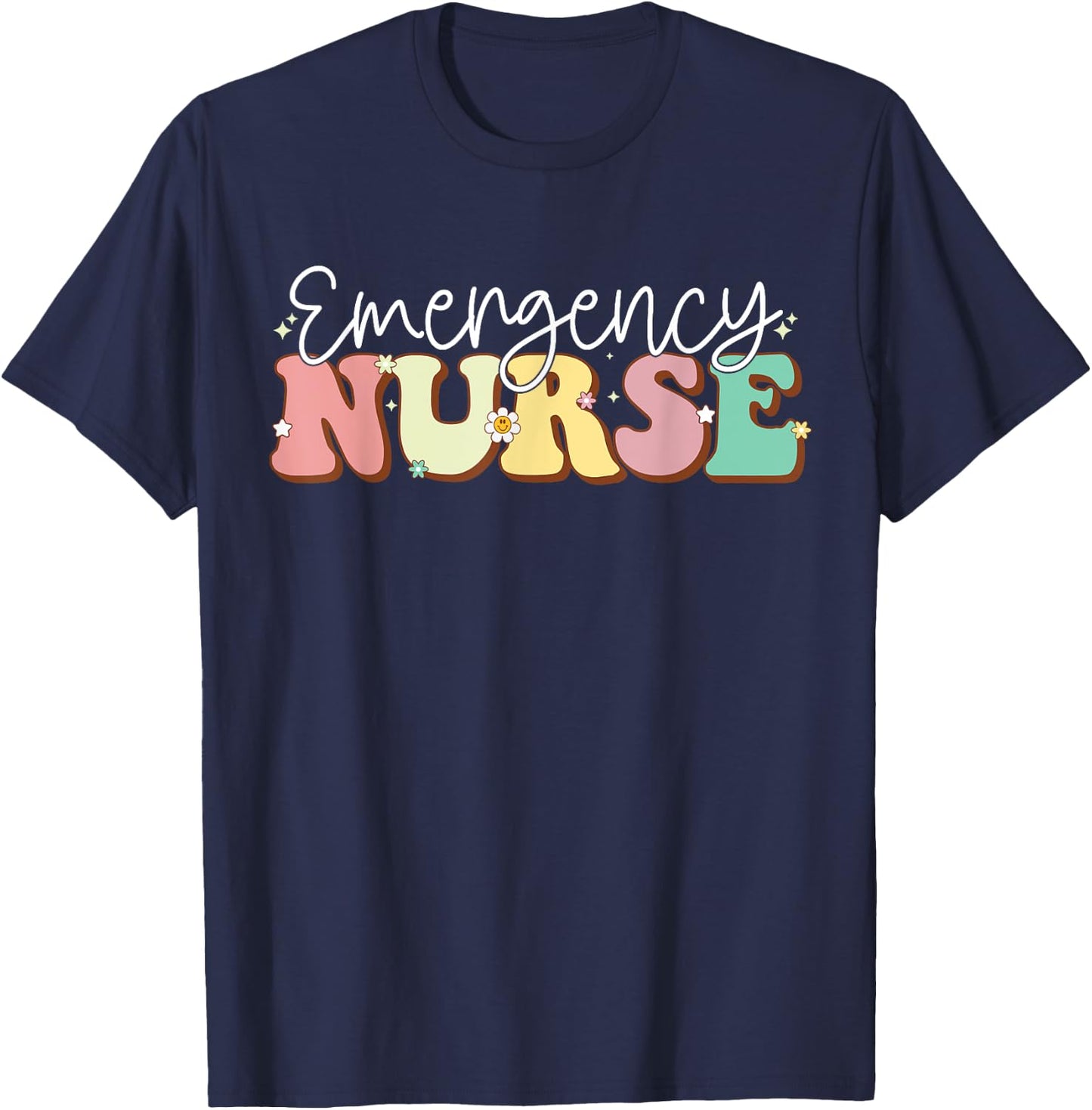 Groovy Er Nurse Emergency Room Nurse Nursing T-Shirt - T-Shirt | Navy
