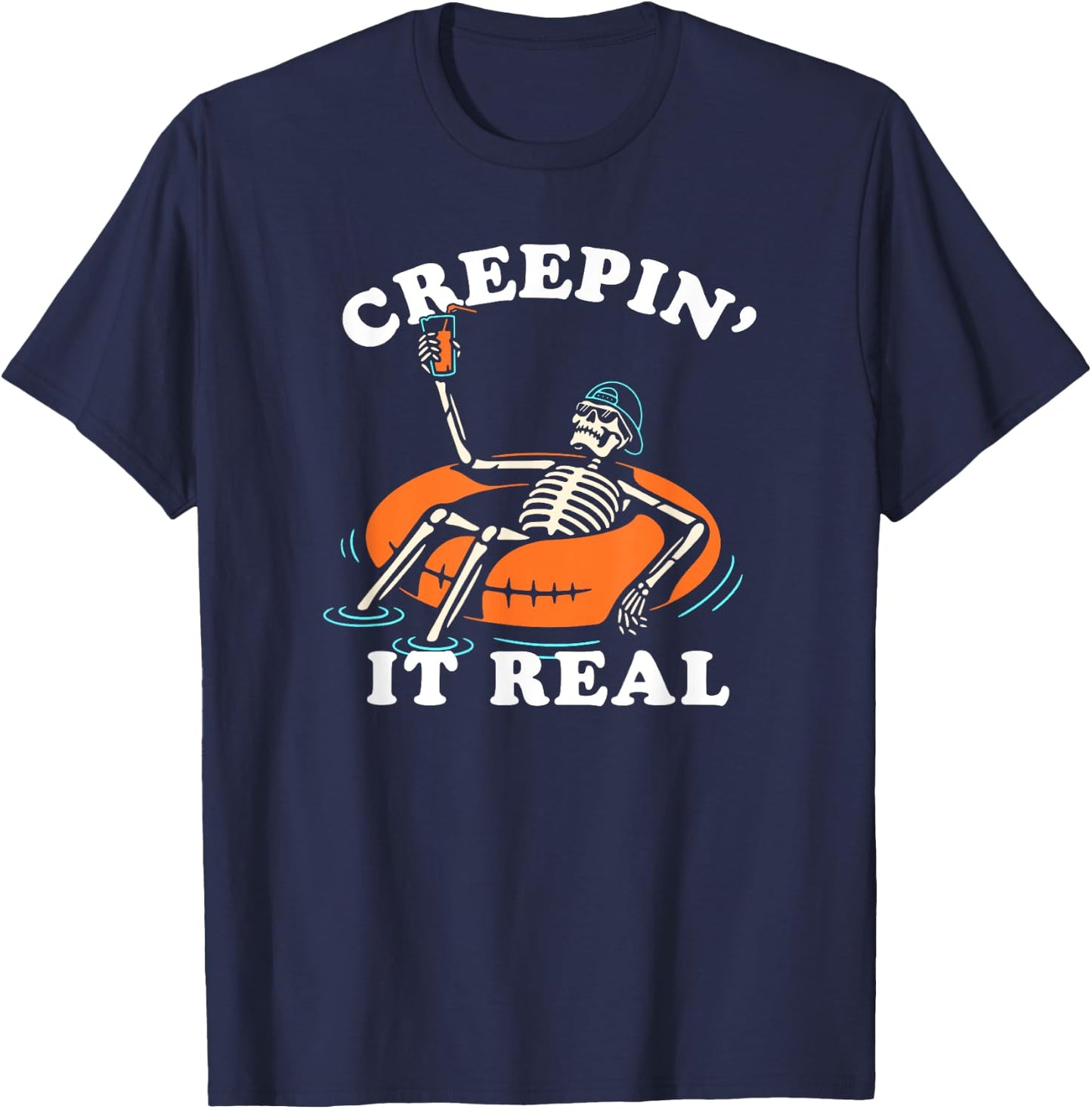 Trendy Halloween Vintage Creepin' it Real T-Shirt - T-Shirt | Navy