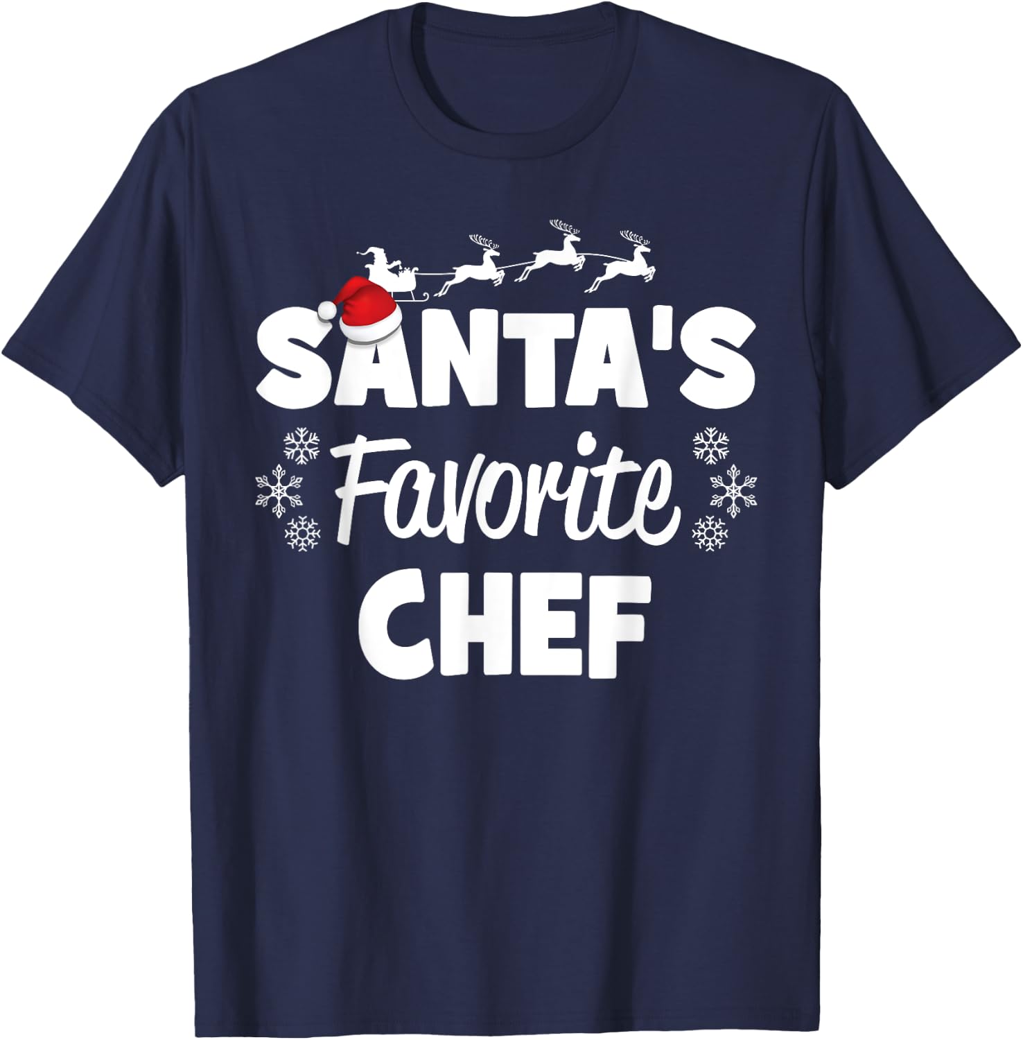 Santa's Favorite Chef Funny Christmas Matching T-Shirt - T-Shirt | Navy