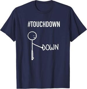 Funny Stick Figure - Touchdown Football Pun Joke T-Shirt - T-Shirt | Navy