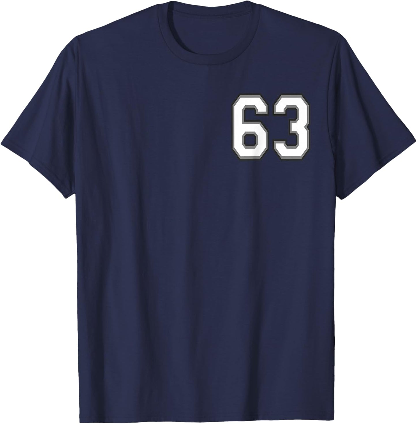 Number 63 in Black, White and Gray T-Shirt - T-Shirt | Navy