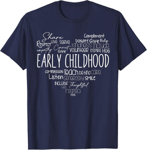 Teacher Early Childhood Educator Preschool Head Start Crew T-Shirt - T-Shirt | Navy