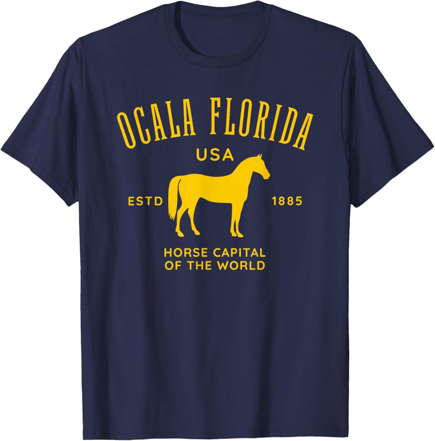 Ocala Florida USA Horse Capital Vintage Equestrian Design T-Shirt - T-Shirt | Navy