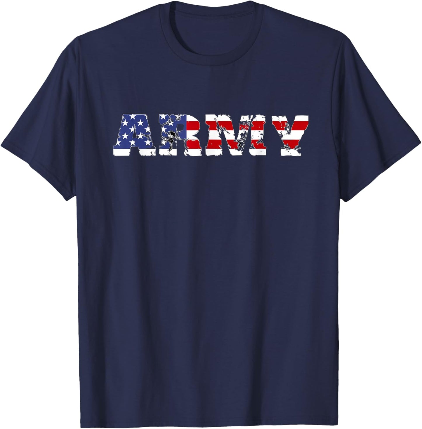 Army US Flag Pattern Distressed Font Rustic US Army US Flag T-Shirt - T-Shirt | Navy