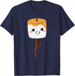 Kawaii Halloween Group Costume S'mores Marshmallow Sticks T-Shirt - T-Shirt | Navy