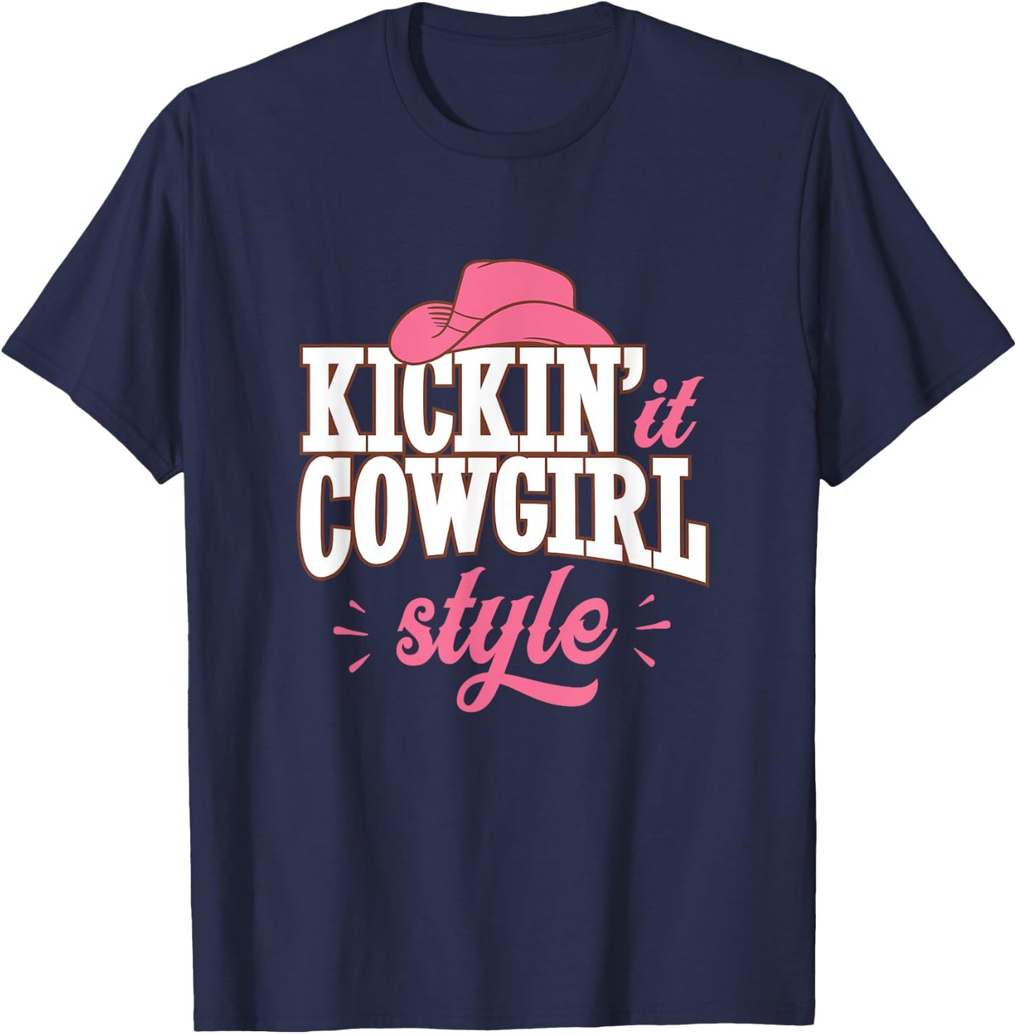 Cowgirl Style Country Western Rodeo Women Girls T-Shirt - T-Shirt | Navy