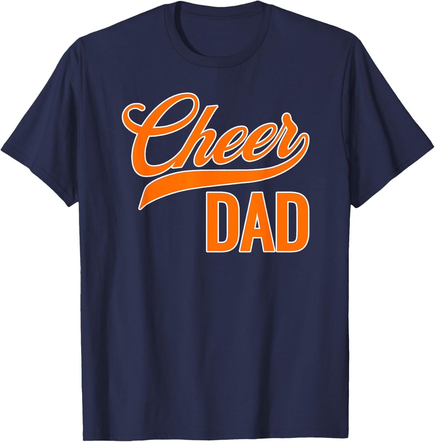Cheer Dad Blue and Orange Cheerleading Matching Parents T-Shirt - T-Shirt | Navy