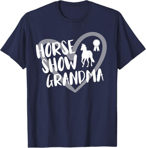 Funny Horse Show Grandma Heart T-Shirt - T-Shirt | Navy