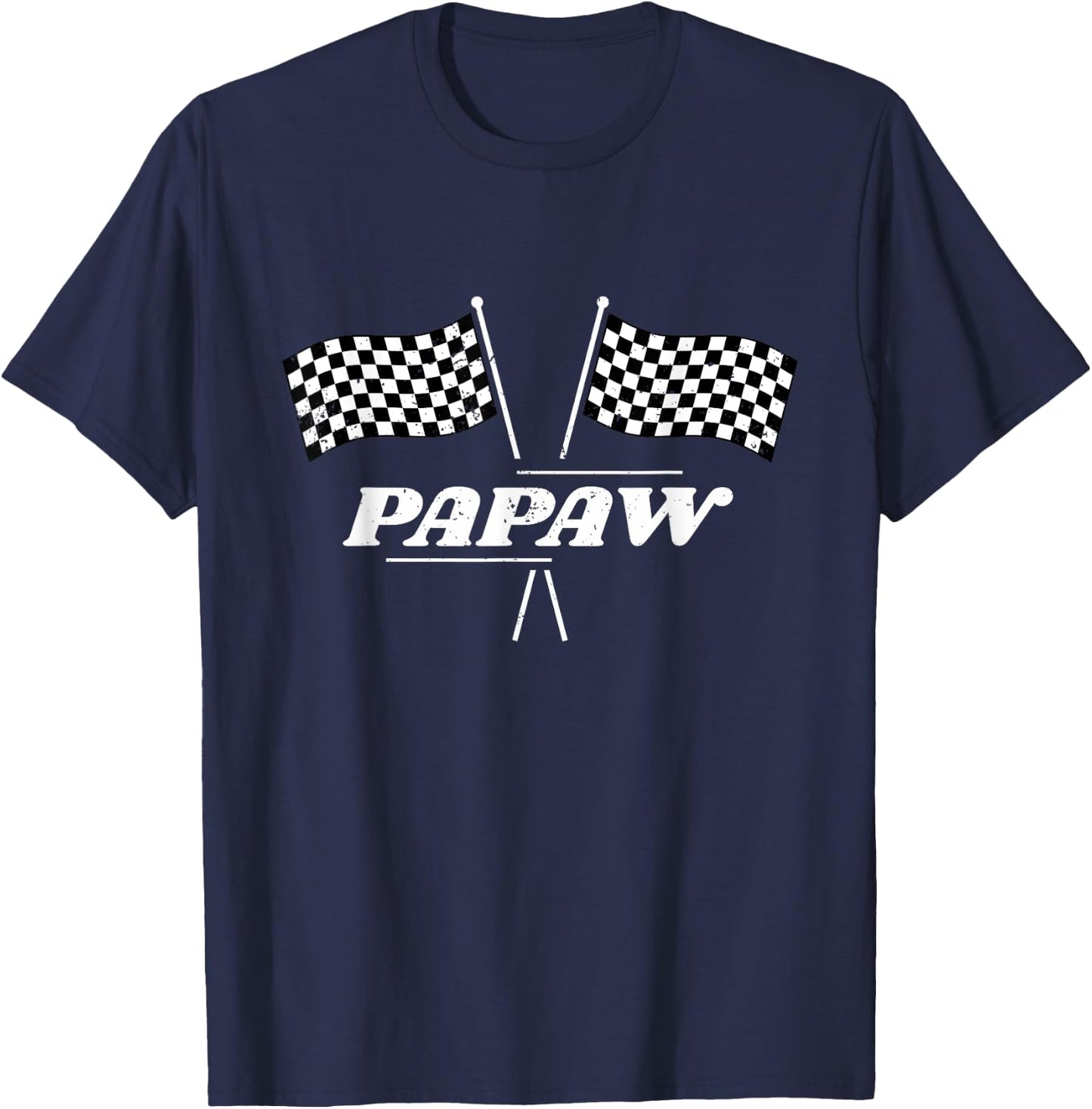 Pit Crew Papaw Racing Car Family Matching Birthday Party T-Shirt - T-Shirt | Navy